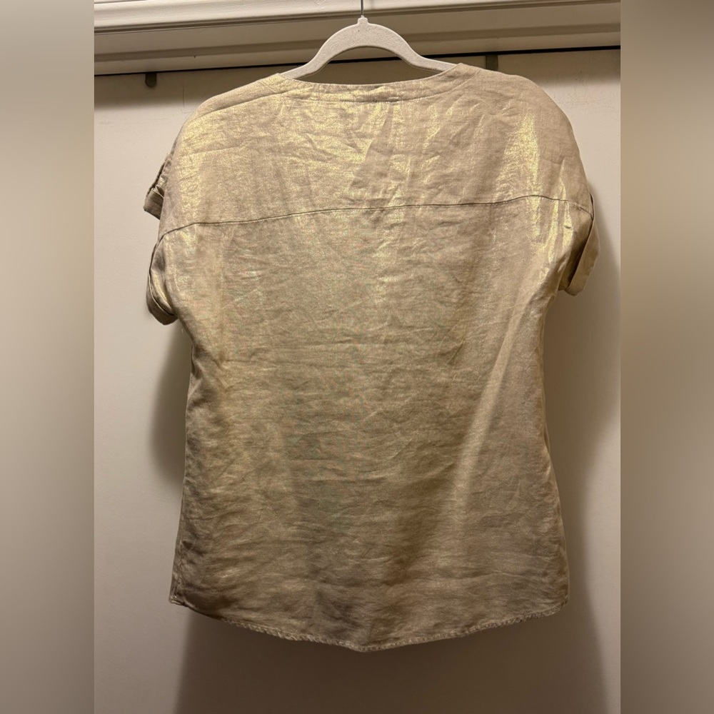 Ellen Tracy Gold Short Sleeve Women's Top Size S - Picture 5 of 15
